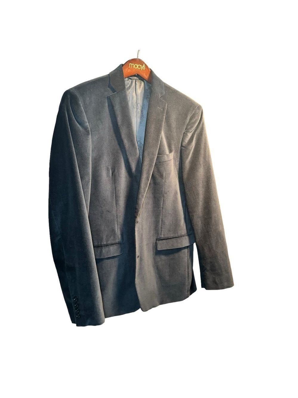 Bar III Velvet Gray Blazer SZ M Slim Fit